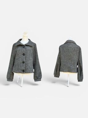 Rene Lezard 100% Virgin Wool Button Front Coat in Gray Size EU 38; US 8